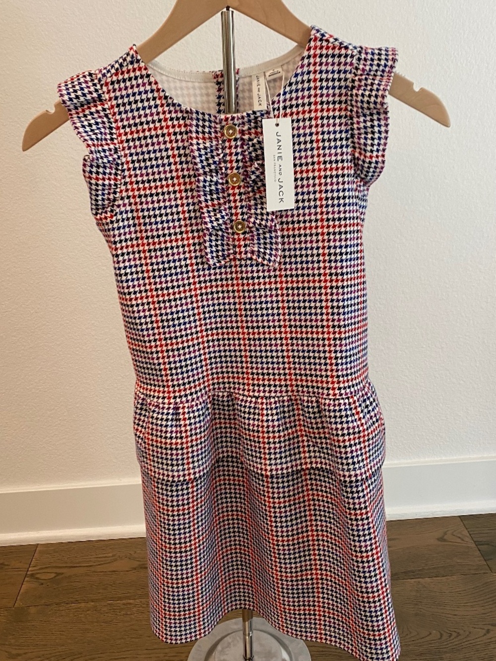 Janie and Jack Red, White, Blue, and Purple Plaid Dress - NWT